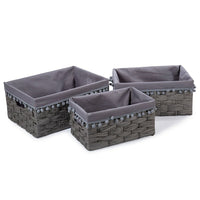 CTG – Paniers de rangement tressés, doublure pompom, gris-Grand : 15 long. x 6,5 haut. x 11 larg. (po) / Moyen : 13 long. x 6 haut. x 9 larg. / Petit : 11,5 long. x 5,5 haut. x 7,25 larg.