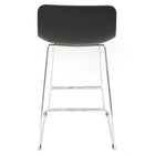 Cathay Importers – Tabouret de comptoir noir, dossier bas et pieds traîneau chromés, paq./2-Hors-tout : 35 haut. x 19,5 larg. x 19 prof. (po) ; siège : 26 haut. x 17 larg. x 18 prof. (po)