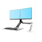Poste de travail assise debout support à double bras pour écran pc de 22-27 po avec port USB de North Bayou FC40-2AB, Blanc-Compatibilité: 22 à 27 po (x2)