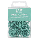 JAM Paper – Trombones colorés Papercloops circulaires, sarcelle, 50/paquet (21832066)-Taille : Diamètre de 1 pouce