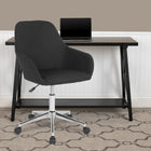 Flash Furniture – Fauteuil fonctionnel Cortana pour la maison et le bureau, dossier mi-hauteur, tissu noir (DS8012LBBLKF)-Appuis-bras évasés intégrés