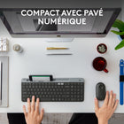 Logitech - K585 Clavier fin sans fil multi-appareils - Graphite-Profitez d'une longue autonomie de la batterie grâce à une fonction de mise en veille automatique, ainsi qu'une portée sans fil puissante et sécurisée jusqu'à 10 m via Bluetooth ou via le récepteur USB 2,4 GHz inclus