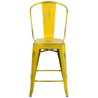 Flash Furniture – Tabouret de comptoir de 24 po avec dossier, métal vieilli, jaune (ET343424YL)-Tabouret de comptoir de style bistro