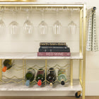 South Shore - Maliza - Chariot Bar - Faux marbre carrara et Doré-Style: Mid-century glam