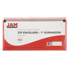 Jam Enveloppes de plastique format livret avec fermeture à glissière, 5 x 10 po, rouge-Ouverture : Pochette