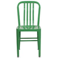 Chaise pour l'intérieur / l'extérieur en métal vert de qualité commerciale, lot de 2-Ensemble de 2 chaises industrielles modernes