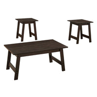 Monarch Specialties - 7930P Ens De Tables - 3Pcs/Espresso-Ensemble de trois table incluant une table à café et deux table d'appoint carré