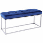 Plata Decor - Cisne Chome Banc avec haut de velours - Bleu-Acier inoxydable