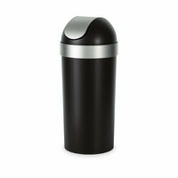 Umbra - Poubelle Venaturali, noir et nickel-Boîte à couvercle basculant en polypropylène avec accents métalliques brossés