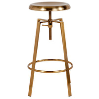 Tabouret de bar Toledo de style industriel avec siège pivotant à hauteur réglable et finition dorée-Ensemble de 2 tabourets de style industriel