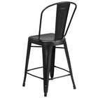 Flash Furniture – Tabouret de comptoir de 24 po avec dossier, pour intérieur, métal vieilli, noir (ET353424BK)-Trous de drainage dans le siège