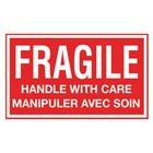 SPC - Étiquette 'Fragile Handle with Care' - 3po x5po - Rouge/Blanc - 500/rouleau-Impression blanc sur rouge