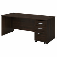 Bureau 72 po x 30 po avec classeur mobile Studio C de Bush Business Furniture - noyer noir/noyer noir-L’ensemble comprend : un bureau 72L x 30P et un classeur mobile à 3 tiroirs