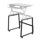 Rocelco - Ensemble rehausseur de bureau de luxe à hauteur ajustable de 40" et support au sol - Blanc / Noir-PLATEAU DE CLAVIER ERGONOMIQUE RÉTRACTABLE: Le plateau de clavier s'étend et se rétracte tout en gardant un espacement de 4.5 "entre le plateau du clavier et le bureau, ce qui permet de garder les bras et les poignets dans une position ergonomique pour éviter les tensions au cou et au dos en position assise ou debout
