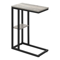 Monarch Specialties - 3671 Table D'Appoint - 25 po H/Gris/Metal Noir-Table d'appoint en forme de C avec une base qui peut glisser sous les canapes pour plus de commodite