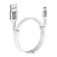 CJ Tech - Câble de recharge micro USB avec gestion de câble magnétique 6 pi - Blanc-Les câbles ont des aimants placés le long du câble qui lui permettent de s'enrouler automatiquement