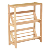 Winsome – Étagère avec tablette incliné, naturel-Avec tablettes inclinées, cette étagère à deux niveaux montrent les livres et les magazines afin que la reliure soit facile à voir. Le dessus solide peut être utilisée comme table d’appoint pour poser une lampe ou un vase de fleurs.