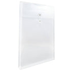 JAM Paper® – Enveloppes plastique transparent avec bouton et ficelle, 9 3/4 x 14 1/2 po, format légal à rabat ouvert, paq./12-Ouverture : Extrémité ouverte