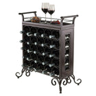 Winsome – Support à vin Silvano avec plateau amovible, 5 x 5, bronze foncé-Taille du plateau amovible avec poignée (po) : 23,11 larg. x 10,35 prof. x 5,08 haut.  Surface de service du plateau (po): 19,29 larg. x 6,93 prof.