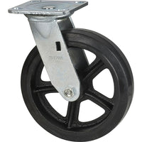 Kleton - Roulette Moulé, Pivotant, 8po (203,2 Mm), Caoutchouc, 600 Lb (272 Kg), paquet de 4-Dia. des trous de boulon 7/16po (11 mm)