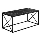 Monarch Specialties - 3783 Table De Salon - 40 po L/Marbre Noir/Metal Noir-Table basse contemporaine avec dessus au fini faux marbre noir