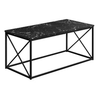Monarch Specialties - 3783 Table De Salon - 40 po L/Marbre Noir/Metal Noir-Table basse contemporaine avec dessus au fini faux marbre noir