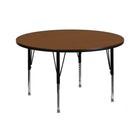 Flash Furniture – Table d’activités ronde, 42 po, dessus stratifié haute pression 1,25 po, pattes préscolaires réglables, chêne-Chêne laminé