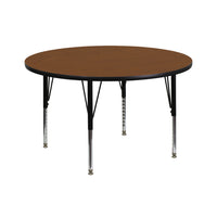 Flash Furniture – Table d’activités ronde, 42 po, dessus stratifié haute pression 1,25 po, pattes préscolaires réglables, chêne-Chêne laminé