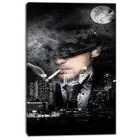 Designart – Art urbain sur toile, fumeur au clair de lune (PT3610-24-40)-Impression