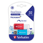 Verbatim - Clé USB 3.2 Gen 1 SeaGlass 32 Go - Rouge et Bleu - Paquet de 2-Design givré exclusif avec connecteur USB rétractable, aucun capuchon amovible que l’on peut perdre