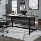 Sauder 66"W La Collection Briarbrook Bureau - Finition Barrel Oak-   Cadre en métal laqué durable et panneau de modestie perforé