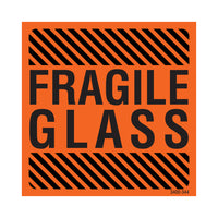 SPC - Étiquette Adhésive "Fragile Glass Label" - 3 po x 3 po - Noir Sur Rouge Fluorescent - Paquet de 500-Étiquette adhésive "Fragile Glass Label"