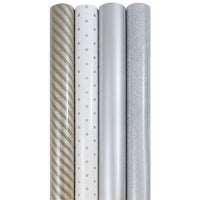 Jam Paper Papier emballage de première qualité, couleurs variées, Everything Silver, 4/paquet (368532534)-Papier d’emballage cadeau