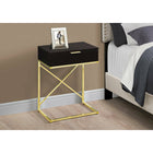 Monarch Specialties - 3476 Table D'Appoint - 24 po H/Espresso/Metal D'Or-Base design en "X" en métal couleur or