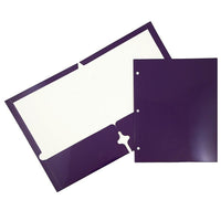 JAM PaperMD – Chemise lustrée à 3 trous et à 2 pochettes, violet, 50/paquet-Chemises en papier cartonné lustré violet