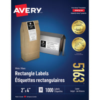 Avery - Étiquettes d'expédition laser/jet d'encre TrueBlock, blanches - 4 po x 2 po - paquet de 1000 (5163)-Étiquette permanente