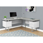 Monarch Specialties - 7307 Bureau 70 po - Blanc/Simili-Ciment Cote Droit/Gauche-Le dessus de bureau flottante extra-large libère le dessus des unités de rangement pour les utiliser comme surfaces supplémentaires