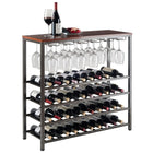 Winsome – Casier à vin avec support à verres de la collection Michelle, fini bronze antique (87438)-Dimensions globales : 38,03 (larg.) x 14,02 (prof.) x 36,42 (haut.) po