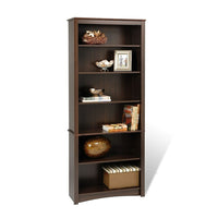 Prepacâ – Bibliothèque à 6 tablettes, fini espresso-Bois composite stratifié de couleur espresso et structure robuste en MDF