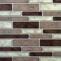CTG Brands Multi Rectangular Tile, 10" x 10", Brown, 6 Pack-Ensemble : livré dans une boîte de 6 feuillets de carreaux muraux de qualité supérieure, adaptés aux surfaces lisses et propres