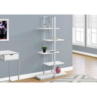 Monarch Specialties - 7233 60 po H Etagere - Blanc/Metal Argent-Équipé de 5 étagères blanches pour tous vos objets de décoration préférés