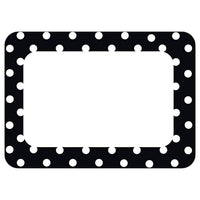 Teacher Created Resources - Porte-noms/étiquettes, 3 1/2 x 2 1/2, pois noirs 2, 36/paquet (TCR5538)-Thème/modèle : Pois noirs 2