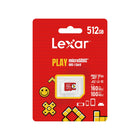 Lexar - PLAY carte microSDXC UHS-I - 512 Go - Rouge-Vitesses de transfert rapides pour un temps de chargement rapide avec jusqu'à 160 Mo/s en lecture