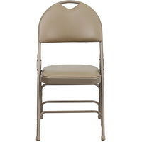 Flash Furniture – Chaise pliante en métal HERCULES grande capacité à poignée, 3 barreaux, vinyle beige (HAMC705AV3BGE)-Chaise pliante en métal rouge rembourrée