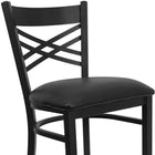 Flash Furniture – Tabouret de bar pour restaurant HERCULES en métal, dossier en X noir, assise vinyle noir-Mousse ignifuge CA117