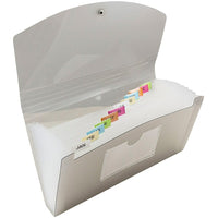 JAM Paper Chemise-accordéon, 13 pochettes, fermeture bouton/ficelle, format chèque 5 x 10,5 po, gris fumée, 2/pqt (221618981z)-Gris