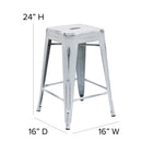 Flash Furniture – Tabouret de comptoir de 24 po en métal vieilli sans dossier, pour intérieur, blanc (ETBT350324WH)-Trous de drainage dans le siège