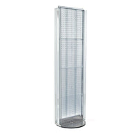 Azar Displays – Prés sol panneau perforé, 2 côtés, 16 larg. x 60 prof. po, filières C, bs rotat 16 po, transparent (700256-CLR)-Comprend une bande d’affichage en acrylique et des filières en C d’une largeur de 5 po faisant toute la longueur de chaque côté et est supporté par une base rotative de 16 po en métal