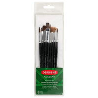 Derwent Academy - Pinceaux pour artistes, couleurs variées, 8/paquet-Ensemble de 8 pinceaux variés (ronds et plats)