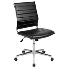 Flash Furniture Chaise De Bureau Pivotante Exécutive Sans Bras Leathersoft-Noir (BT20595MNABK)-Rembourrage LeatherSoft noir